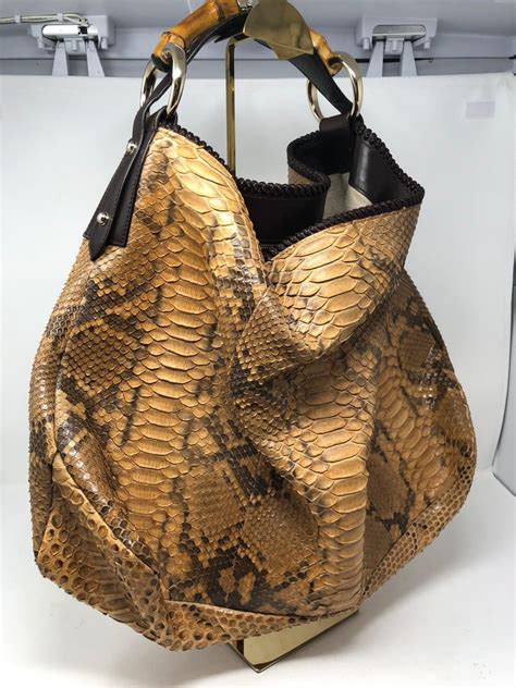 gucci python bag with bamboo handle|gucci python hobo bag.